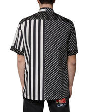 Dolce & Gabbana Black White Striped Button Down Casual Shirt