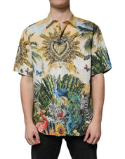 Dolce & Gabbana Multicolor Tropical Button Down Casual Shirt