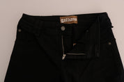 John Galliano Black Cotton Denim Stretch Regular Fit Jeans