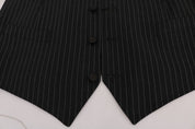 Dolce & Gabbana Elegant Gray Striped Vest Waistcoat