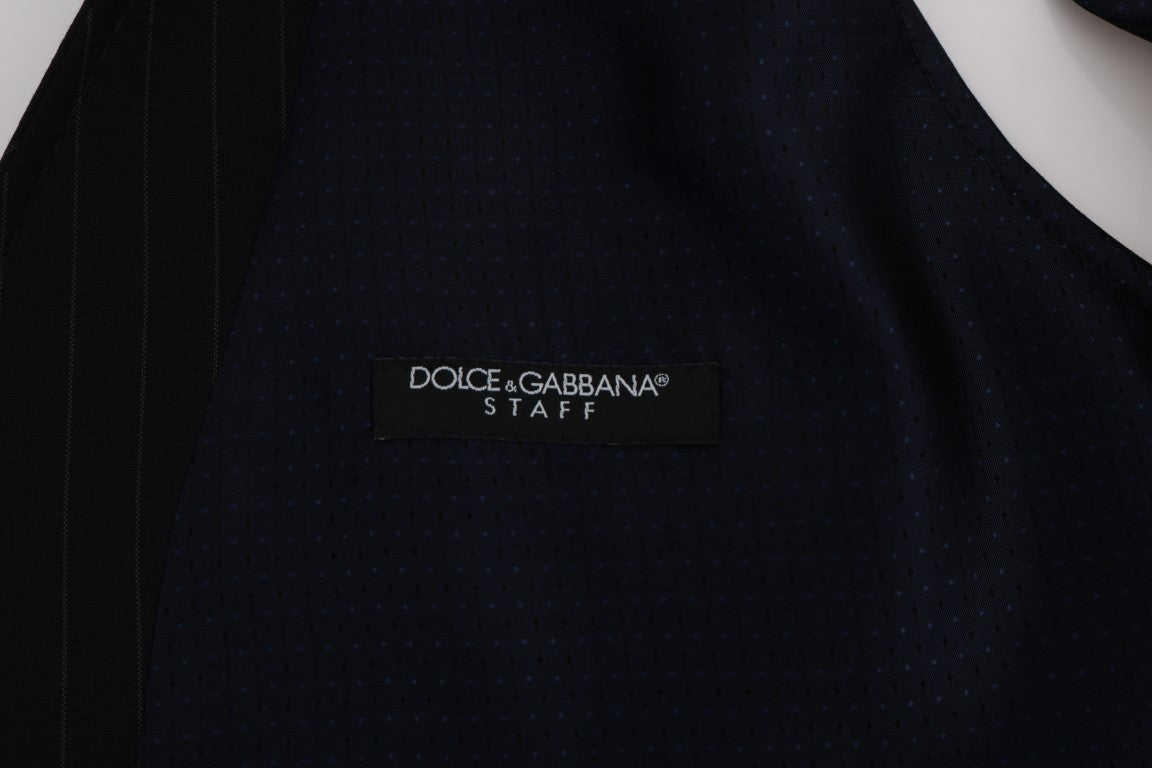 Dolce & Gabbana Elegant Blue Striped Waistcoat Vest