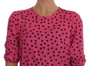 Dolce & Gabbana Pink Polka Dotted Silk Blouse