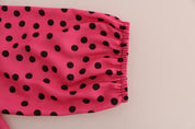 Dolce & Gabbana Pink Polka Dotted Silk Blouse