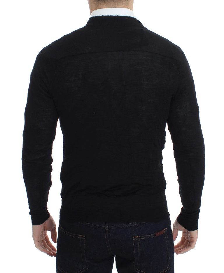 Costume National Elegant Black Merino Wool Cardigan