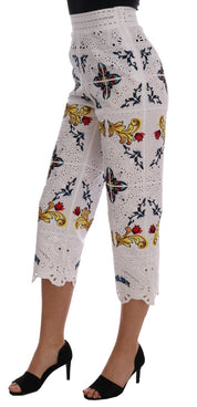 Dolce & Gabbana Mulicolor Majolica Cutout Capri Pants