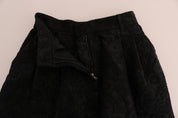 Dolce & Gabbana Black Brocade High Waist Capri Shorts