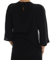 Dolce & Gabbana Black Silk Fairy Tale Top Crystal Blouse