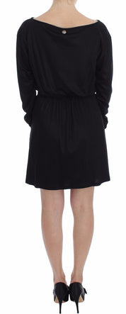 Versace Jeans Black Modal Silk Shift Knee Dress