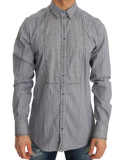 Dolce & Gabbana Elegant Gray Checkered Slim Fit Casual Shirt