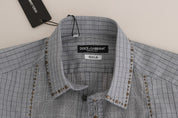 Dolce & Gabbana Elegant Gray Checkered Slim Fit Casual Shirt