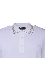 Versace White Viscose Collared Men Polo Short Sleeves T-shirt