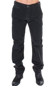 GF Ferre Elegant Black Cotton Corduroy Pants