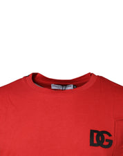 Dolce & Gabbana Red DG Logo Cotton Crew Neck T-shirt