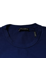 Dolce & Gabbana Blue Graphic Print Cotton Crew Neck T-shirt