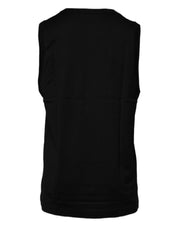 Dolce & Gabbana Black Cotton Round Neck Sleeveless T-shirt