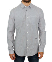 GF Ferre Chic Gray Striped Cotton Casual Shirt