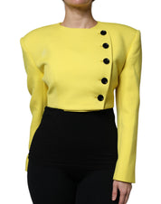 Dolce & Gabbana Lemon Yellow Wool Long Sleeves Cropped Coat Jacket