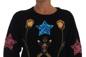 Dolce & Gabbana Fairy Tale Crystal Black Cashmere Sweater
