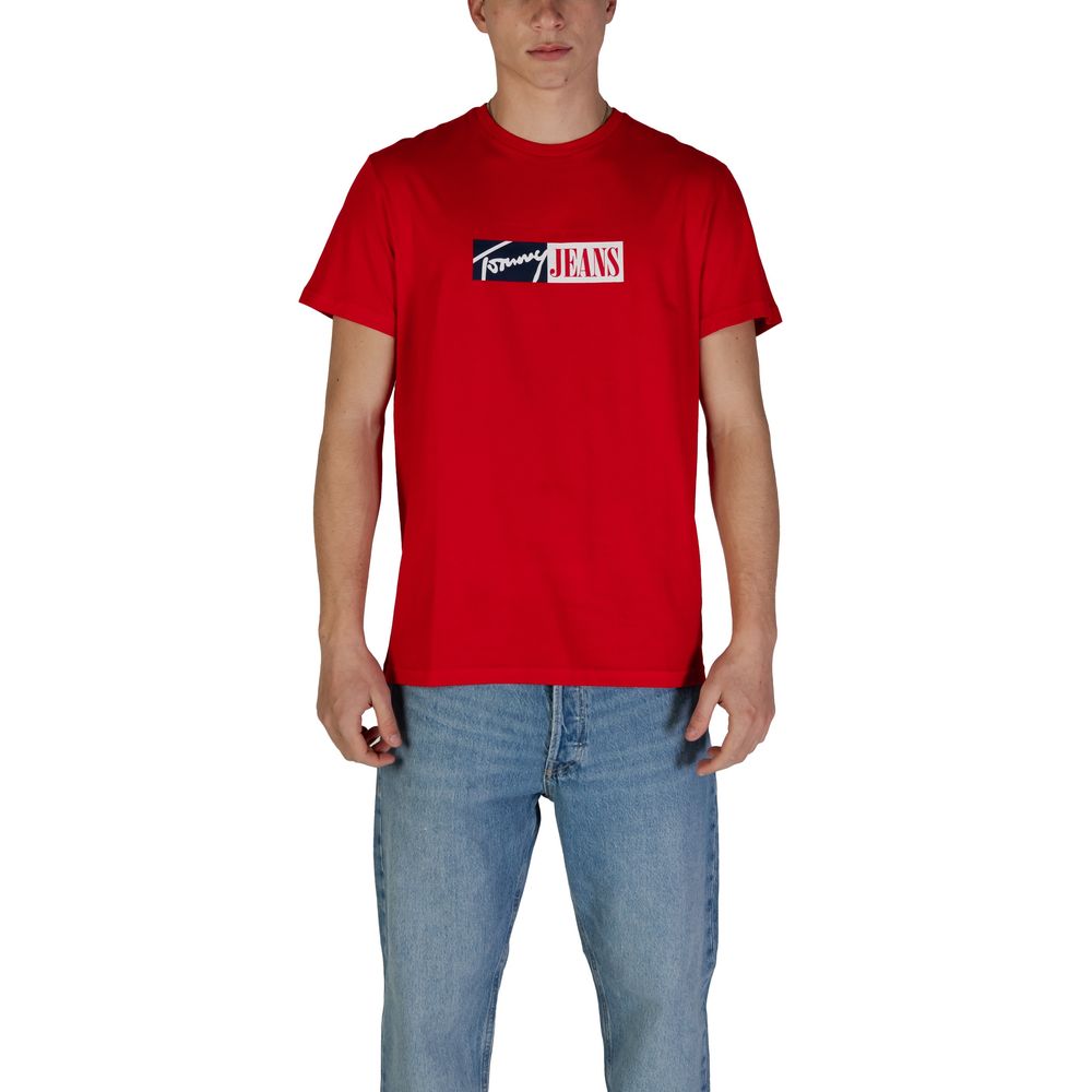 Tommy Hilfiger Jeans Red Cotton Rigenerato T-Shirt