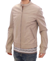 Dolce & Gabbana Elegant Beige Leather Lambskin Jacket