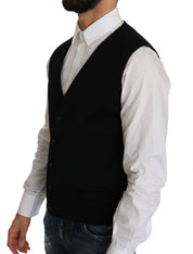 Dolce & Gabbana Sleek Black Cotton Formal Vest