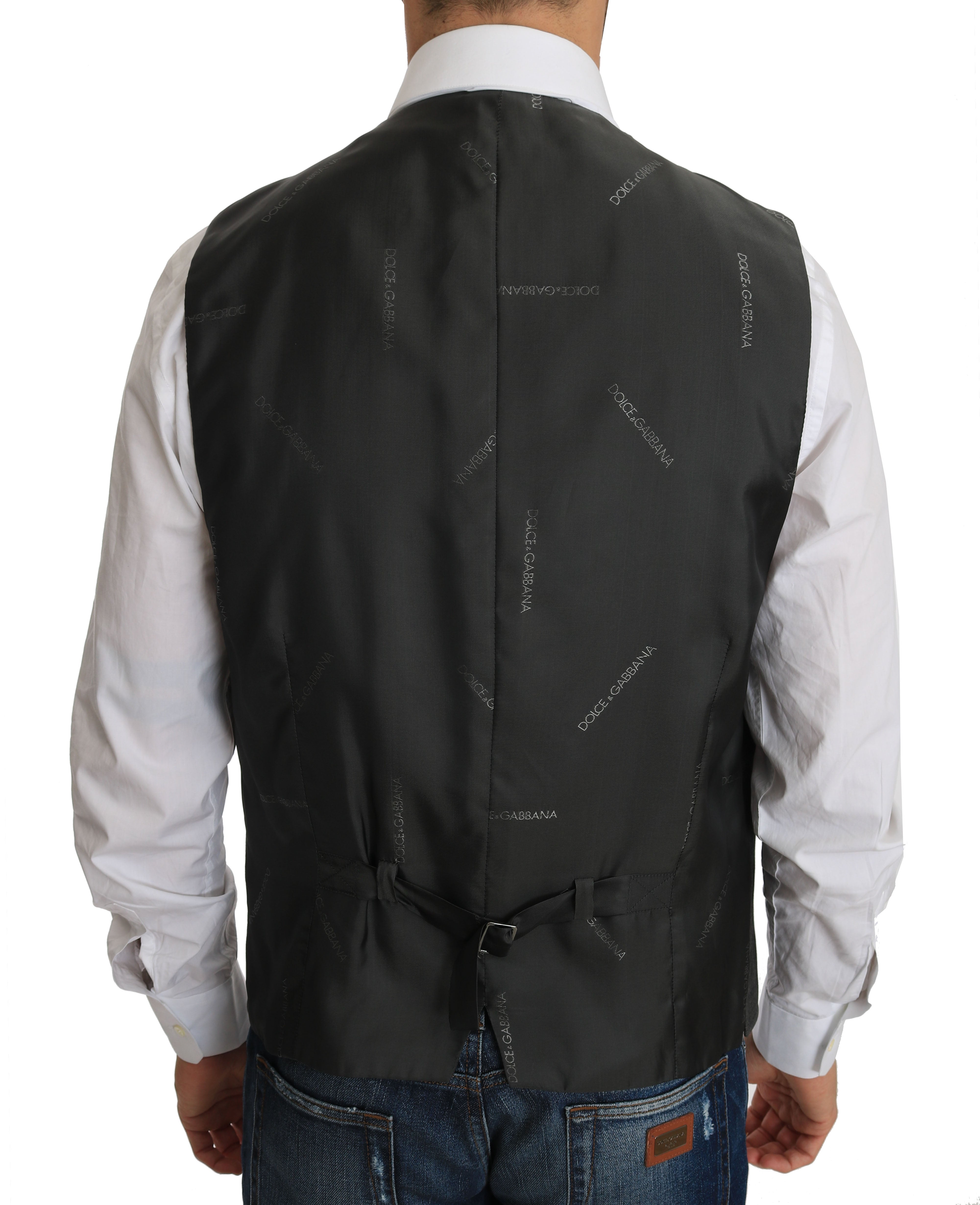 Dolce & Gabbana Elegant Checkered Wool Vest for the Urbane Man