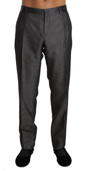 Dolce & Gabbana Elegant Patterned Gray Wool Blend Trousers