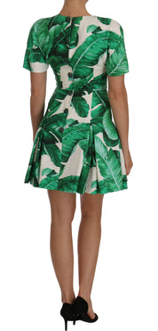 Dolce & Gabbana A-Line Banana Leaf Pineapple Crystal Dress