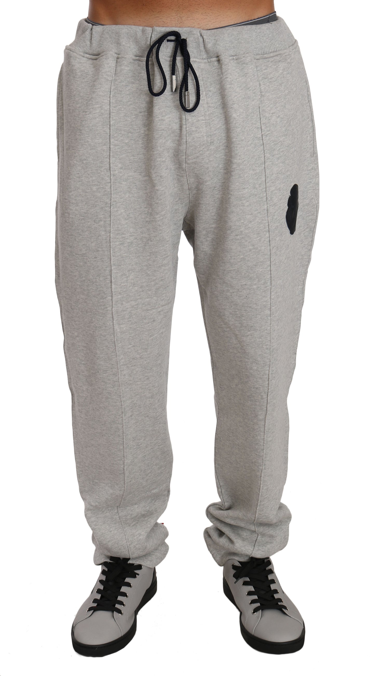 Elegant Gray Cotton Sweatsuit Ensemble