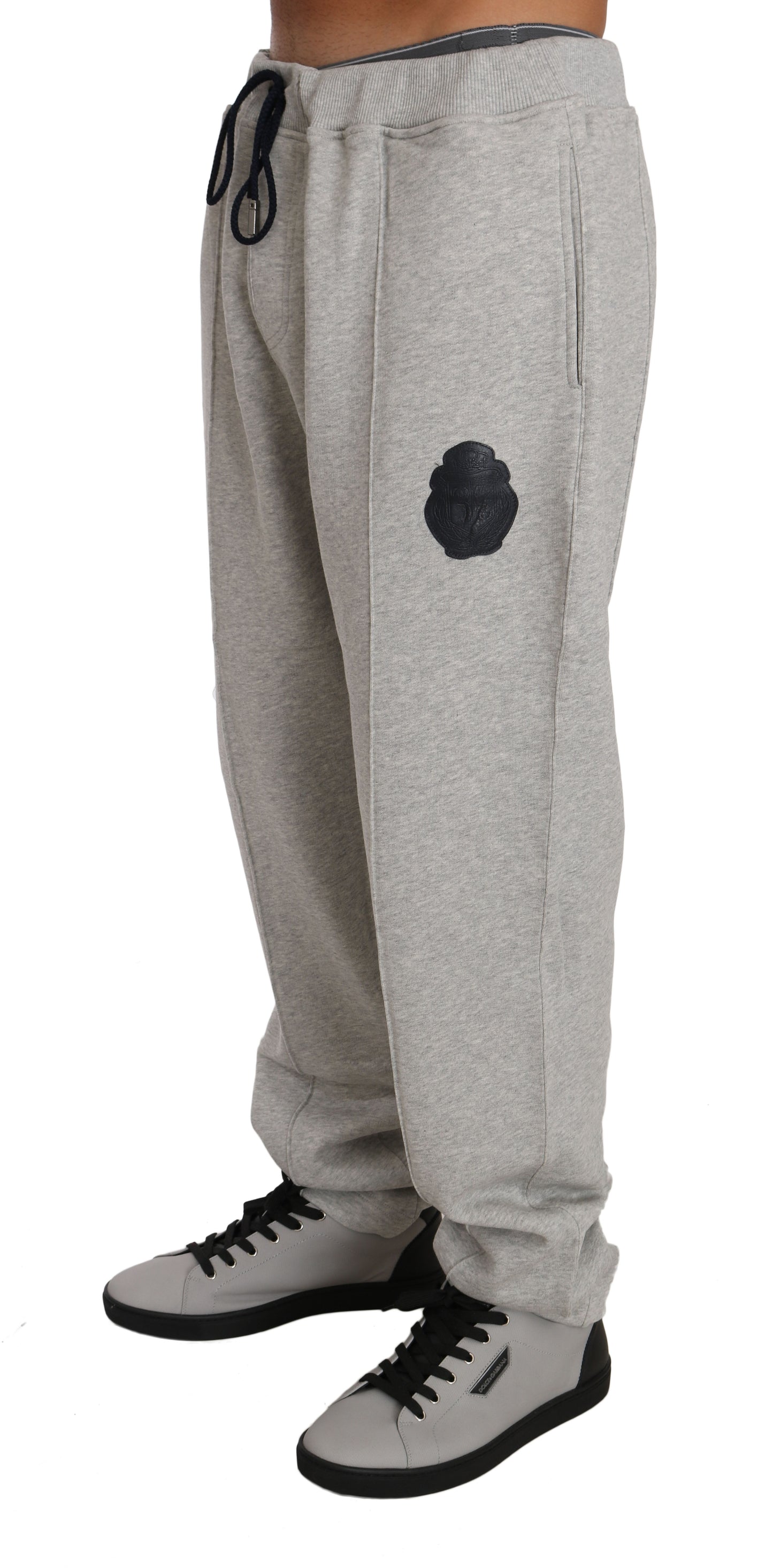 Elegant Gray Cotton Sweatsuit Ensemble