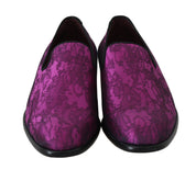 Dolce & Gabbana Elegant Silk-Wool Blend Loafers in Purple