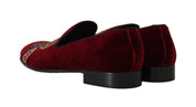 Dolce & Gabbana Bordeaux Velvet Sequined Men's Loafers