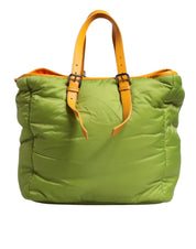 Dolce & Gabbana Green Nylon Padded Logo Plaque Tote Crossbody Bag