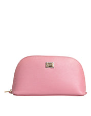 Dolce & Gabbana Pink Leather DG Logo Zip Around Hand Purse Pouch Wallet