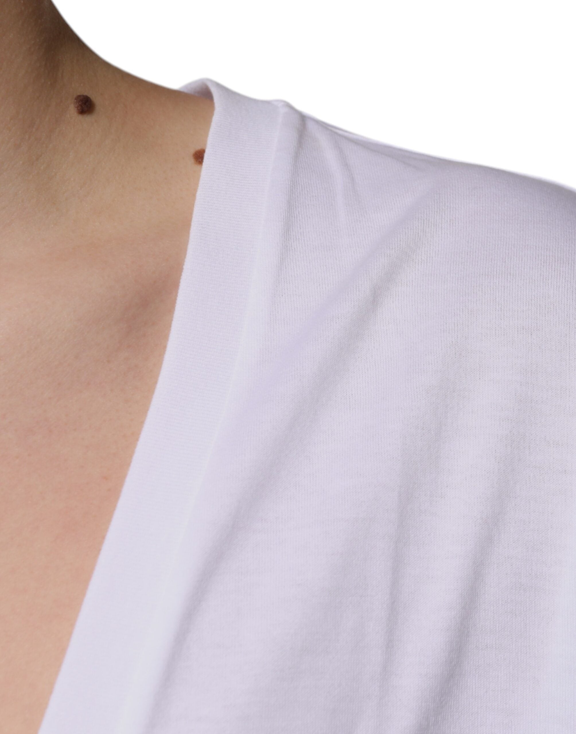 Dolce & Gabbana White Cotton V-neck Short Sleeves T-shirt