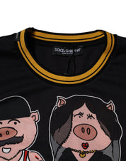 Dolce & Gabbana Black 2019 Year Of The Pig Crew Neck T-shirt