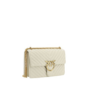 PINKO White Calf Leather Bos Taurus Shoulder Bag