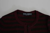 Dolce & Gabbana Black Red Striped Womens Cardigan Sweater