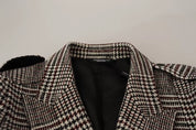 Dolce & Gabbana Gray Check Plaid Long Trench Coat Jacket
