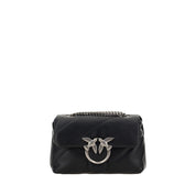 PINKO Black Calf Leather Bos Taurus Shoulder Bag