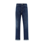 Brunello Cucinelli Blue Cotton Straight-Leg Jeans