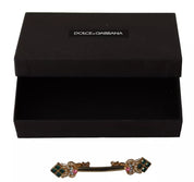 Dolce & Gabbana Gold Plated 925 Sterling Silver Crystal Collar Stop Brooch
