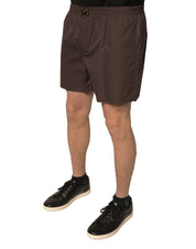 Dolce & Gabbana Brown Cotton Blend Men Mid Waist Shorts