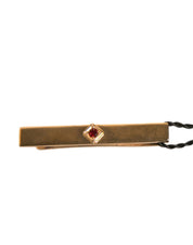 Dolce & Gabbana Gold Tone Brass Crystal Branded Tie Clip Bar