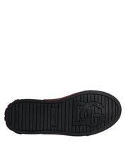 Dolce & Gabbana Red Black Leopard Cotton Men Low Top Sneakers Shoes