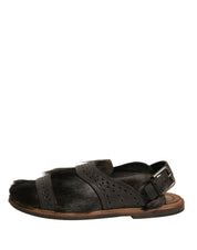 Dolce & Gabbana Green Gazelle Hair Leather Flats Sandals Shoes