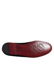 Dolce & Gabbana Black Velvet Crystal Crown Loafers Formal Dress Shoes