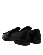 Dolce & Gabbana Black Exotic Leather DG Logo Loafers Formal Dress Shoes