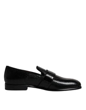 Dolce & Gabbana Black Exotic Leather DG Logo Loafers Formal Dress Shoes
