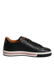 Dolce & Gabbana Black Leather Low Top Men Sneakers Shoes